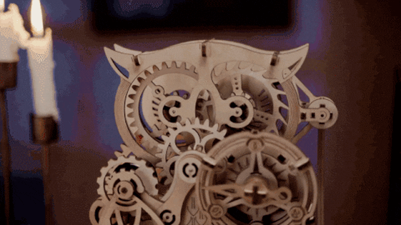 ROKR LK503 Ornamental Owl Clock 3D Wooden Puzzle Gift