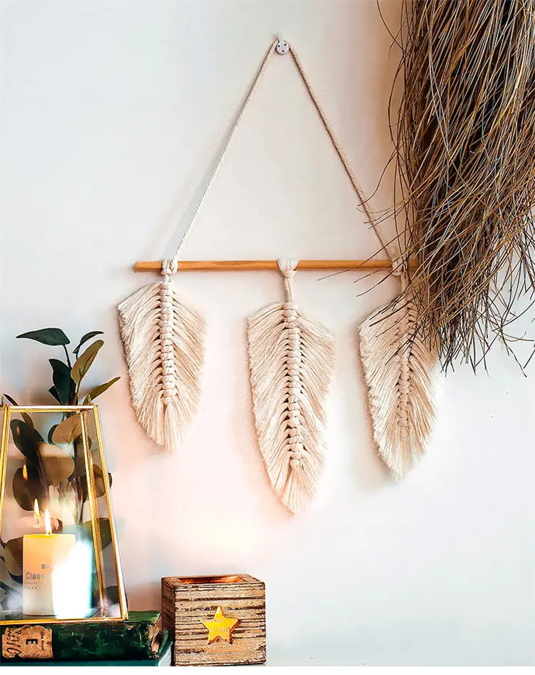 Bohemian Woven Leaf Wall Hanging for Bedroom Decor
