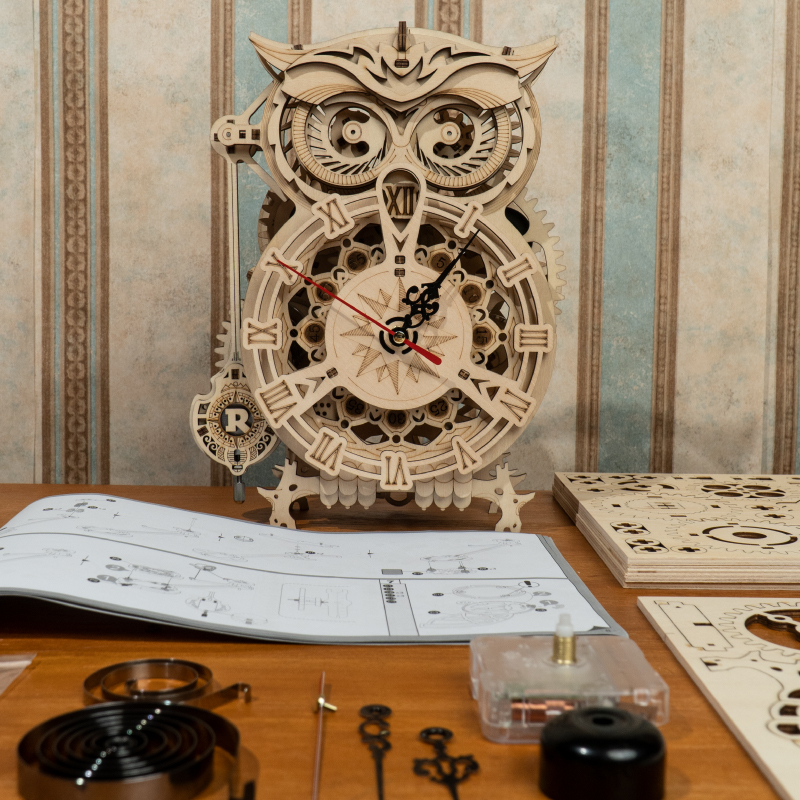 ROKR LK503 Ornamental Owl Clock 3D Wooden Puzzle Gift