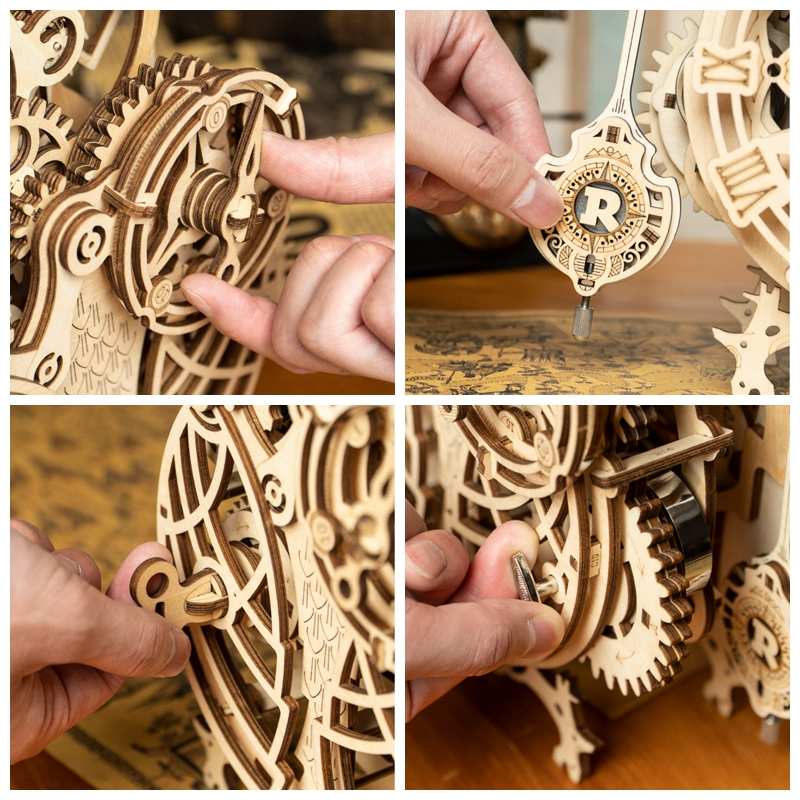 ROKR LK503 Ornamental Owl Clock 3D Wooden Puzzle Gift