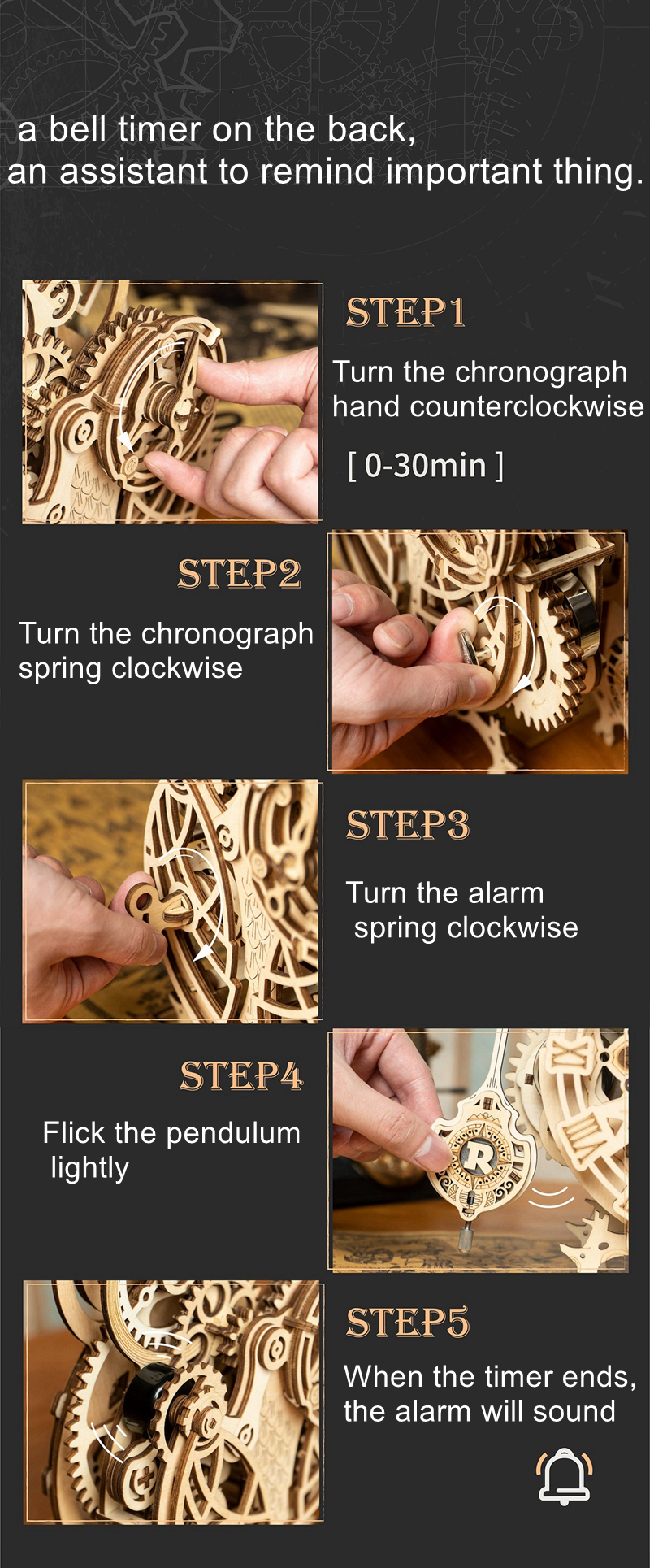 ROKR LK503 Ornamental Owl Clock 3D Wooden Puzzle Gift