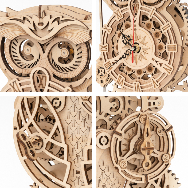 ROKR LK503 Ornamental Owl Clock 3D Wooden Puzzle Gift