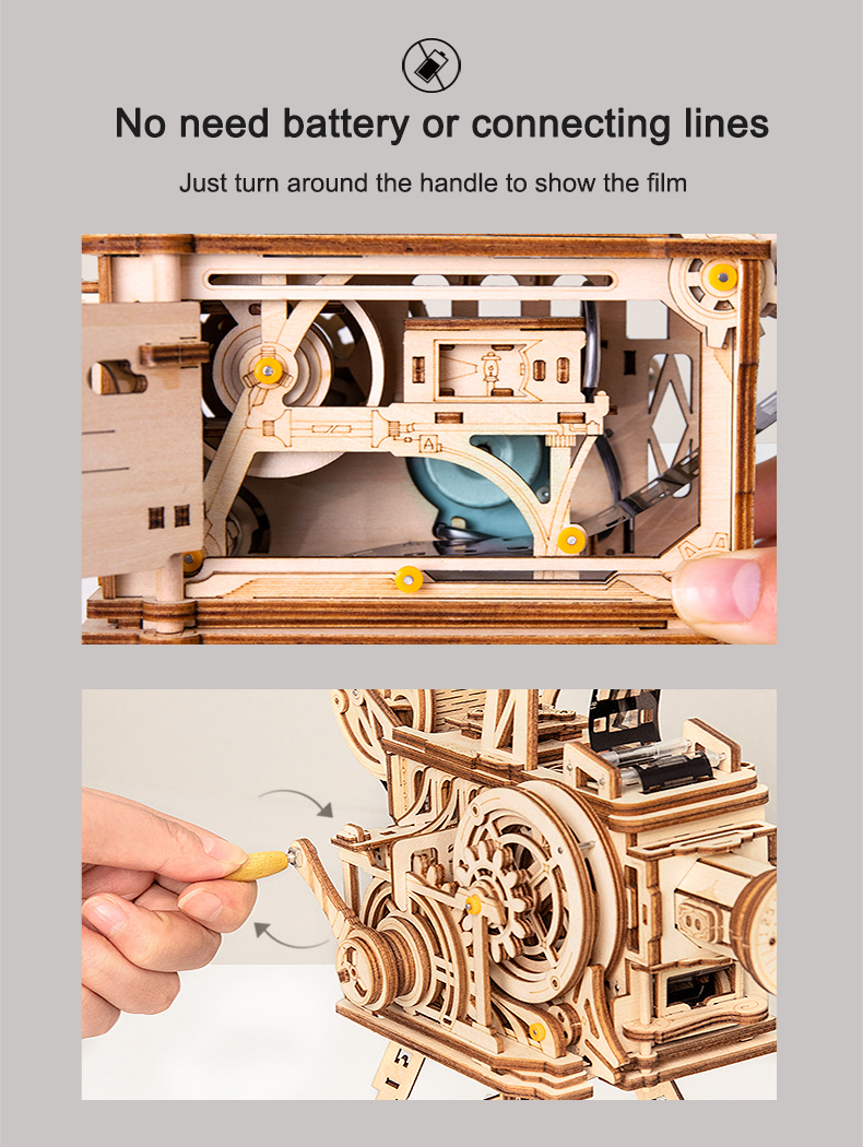 ROKR LK601 Vitascope Mechanical Movie Projector 3D Wooden Puzzle Gift