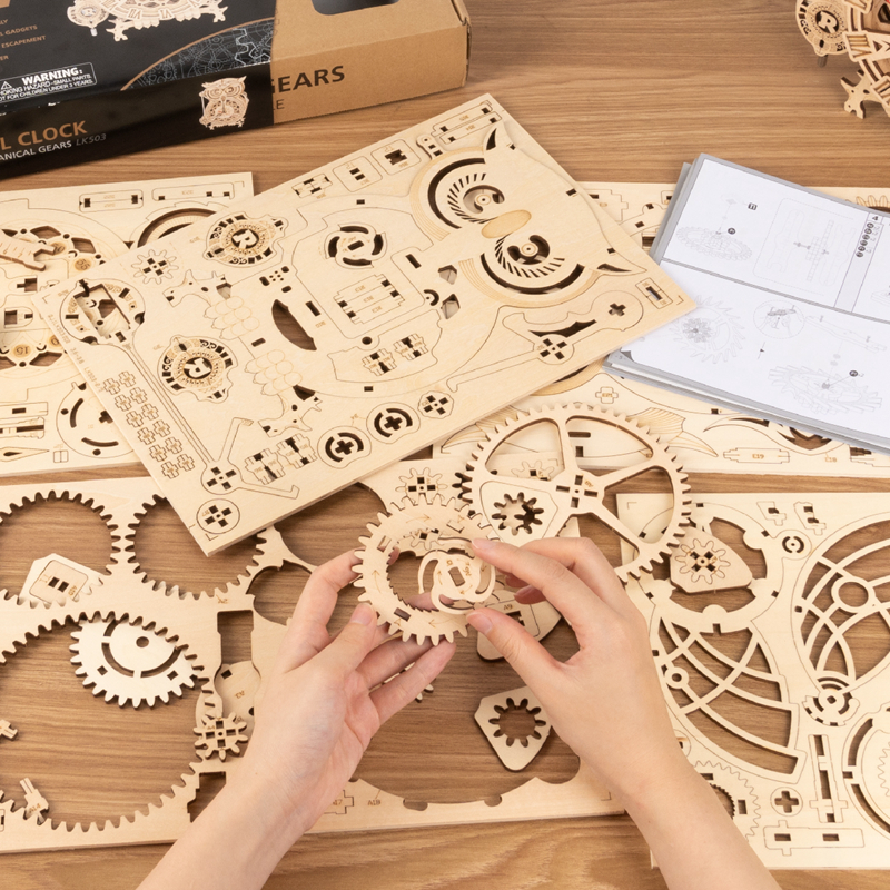 ROKR LK503 Ornamental Owl Clock 3D Wooden Puzzle Gift