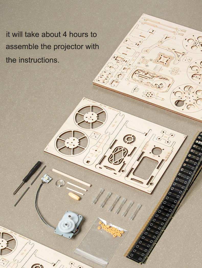 ROKR LK601 Vitascope Mechanical Movie Projector 3D Wooden Puzzle Gift