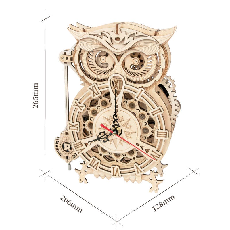 ROKR LK503 Ornamental Owl Clock 3D Wooden Puzzle Gift