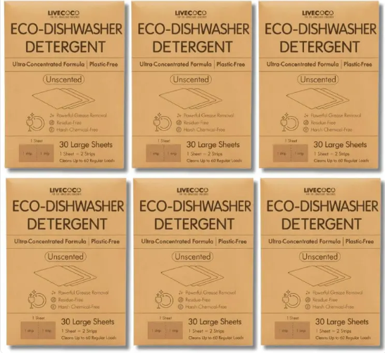Eco-Dishwasher Detergent Sheets (Unscented)