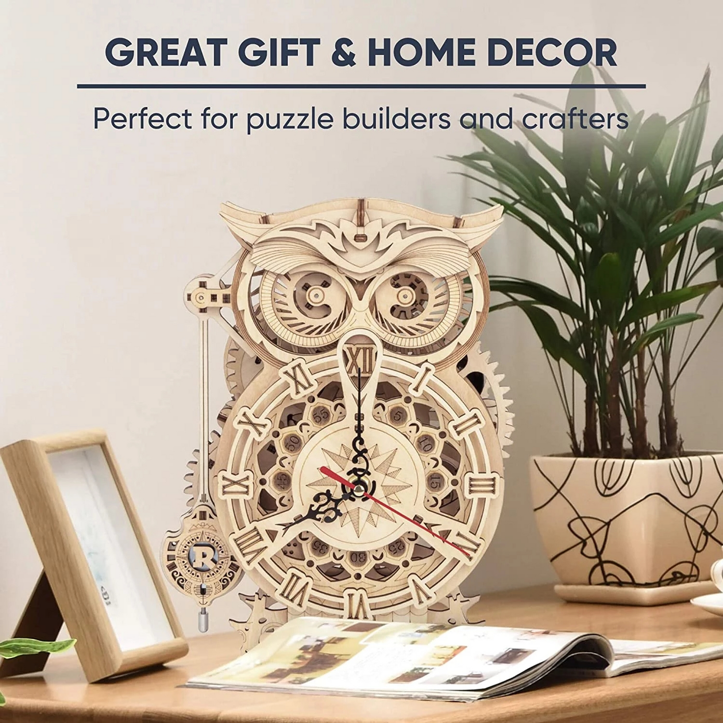 ROKR LK503 Ornamental Owl Clock 3D Wooden Puzzle Gift
