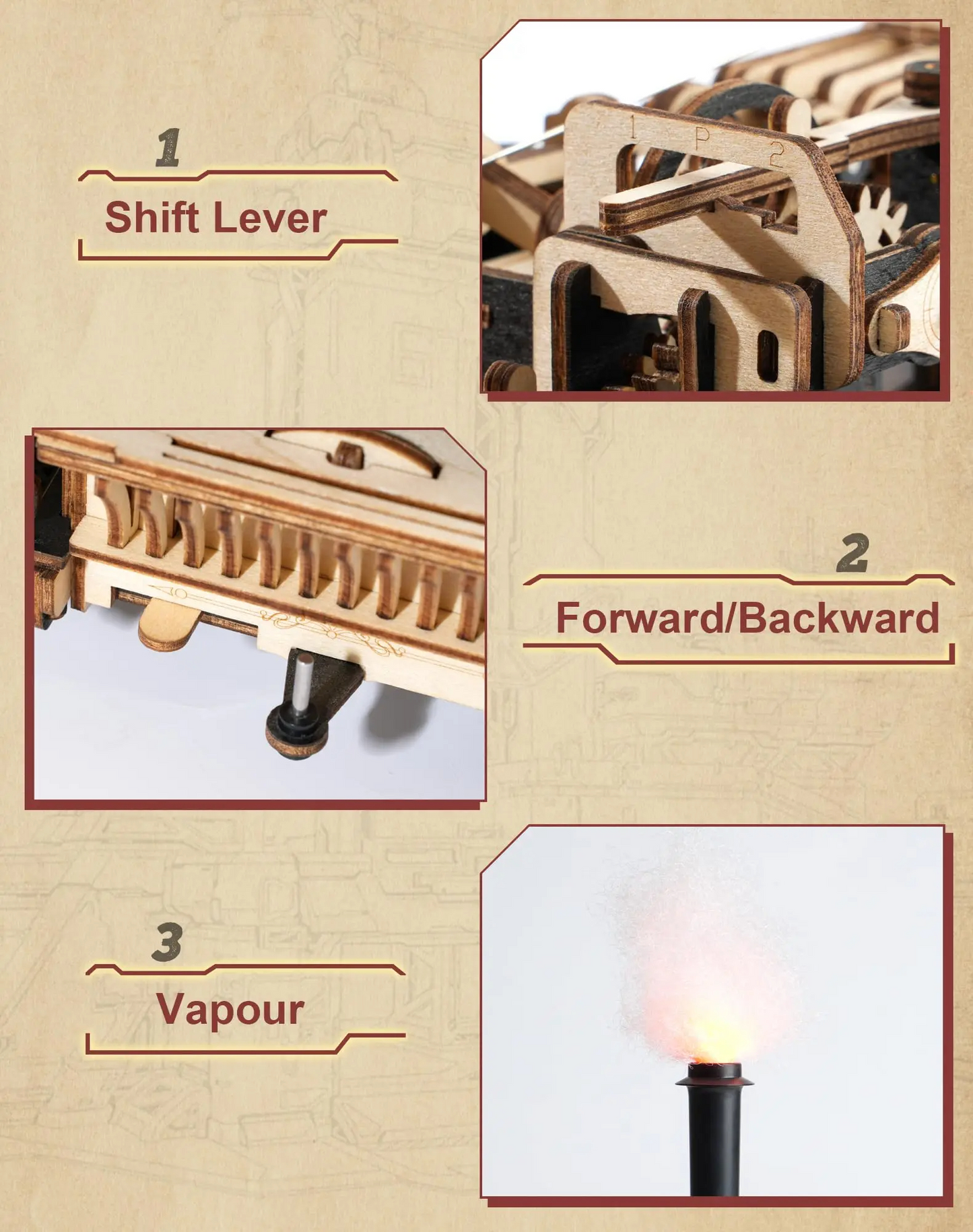 ROKR LKA01 Steam Engine Model 3D Wooden Puzzle Gift