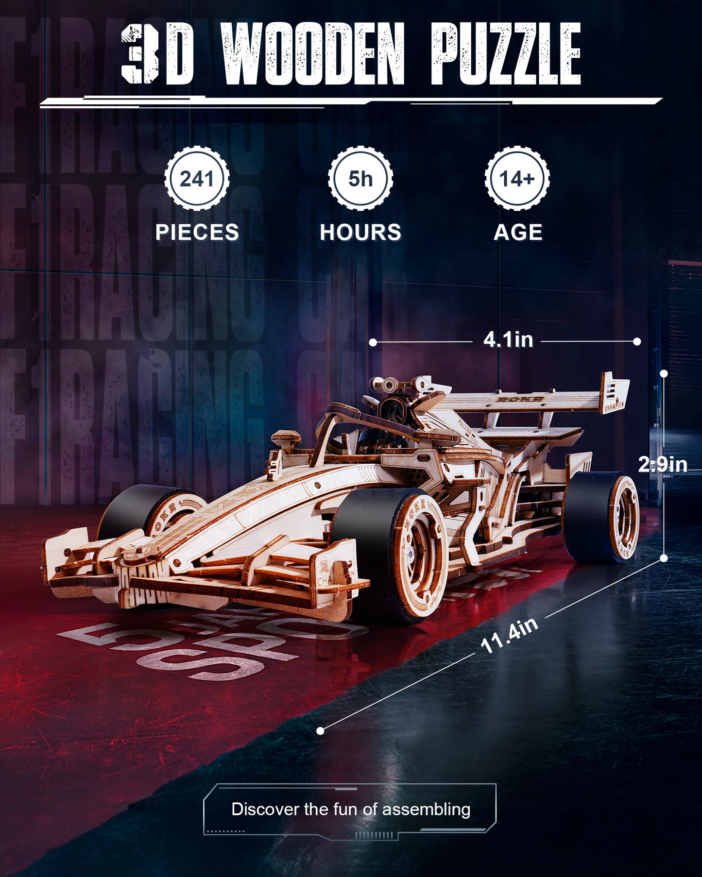 ROKR LK505 Racing Car 3D Wooden Puzzle Gift