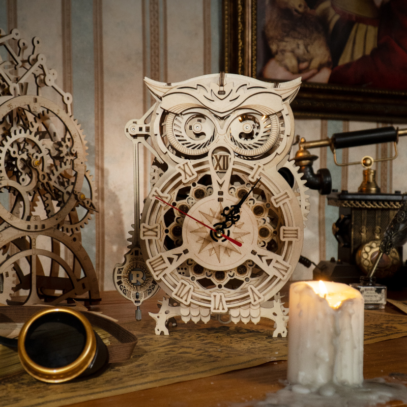 ROKR LK503 Ornamental Owl Clock 3D Wooden Puzzle Gift