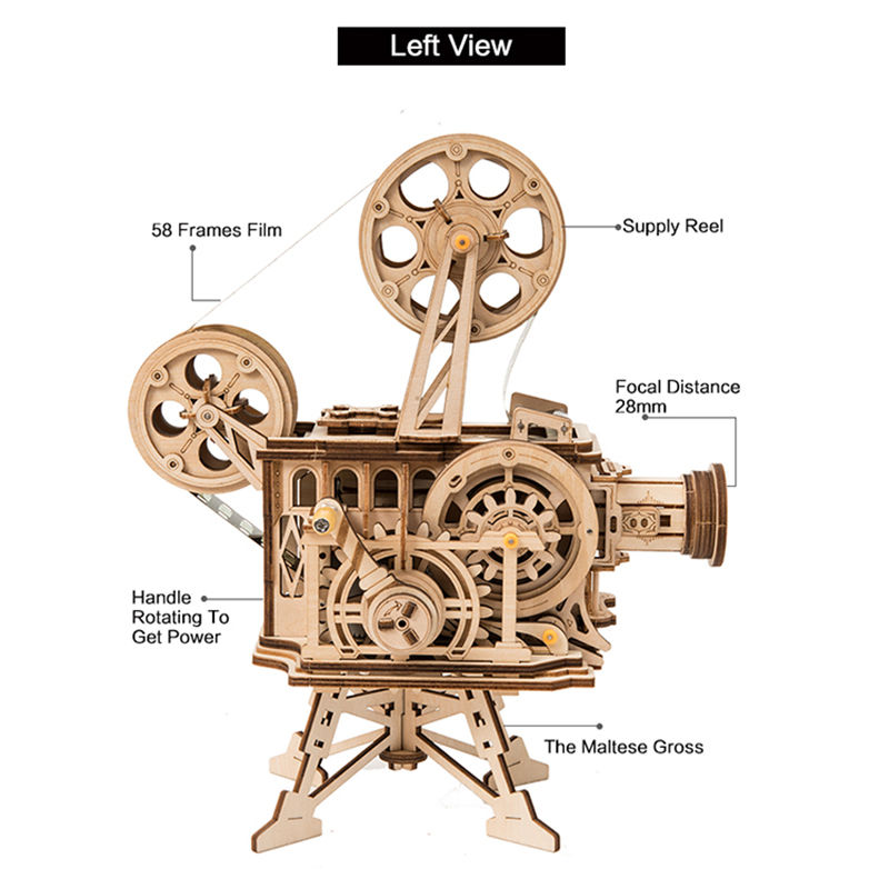 ROKR LK601 Vitascope Mechanical Movie Projector 3D Wooden Puzzle Gift