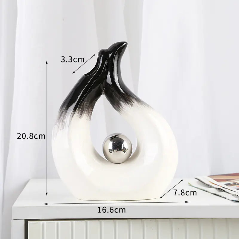 Decorative vase with measurements on a white background
