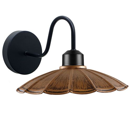 Vintage Industrial Antique Brass Wall Sconces Metal Shade Indoor Light Fitting with Swan Neck and Umbrella Shade