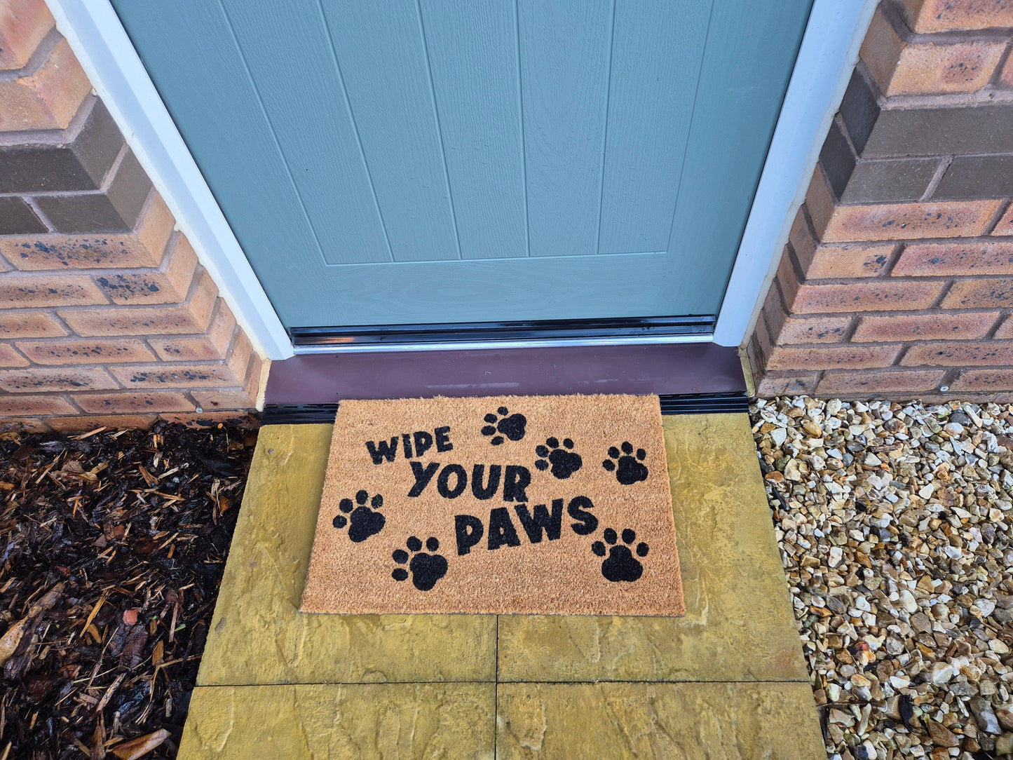 Doormat 60cm x 40cm - 'Wipe Your Paws' (D2) - Absorbent Coir Mat for Indoor/Outdoor-1
