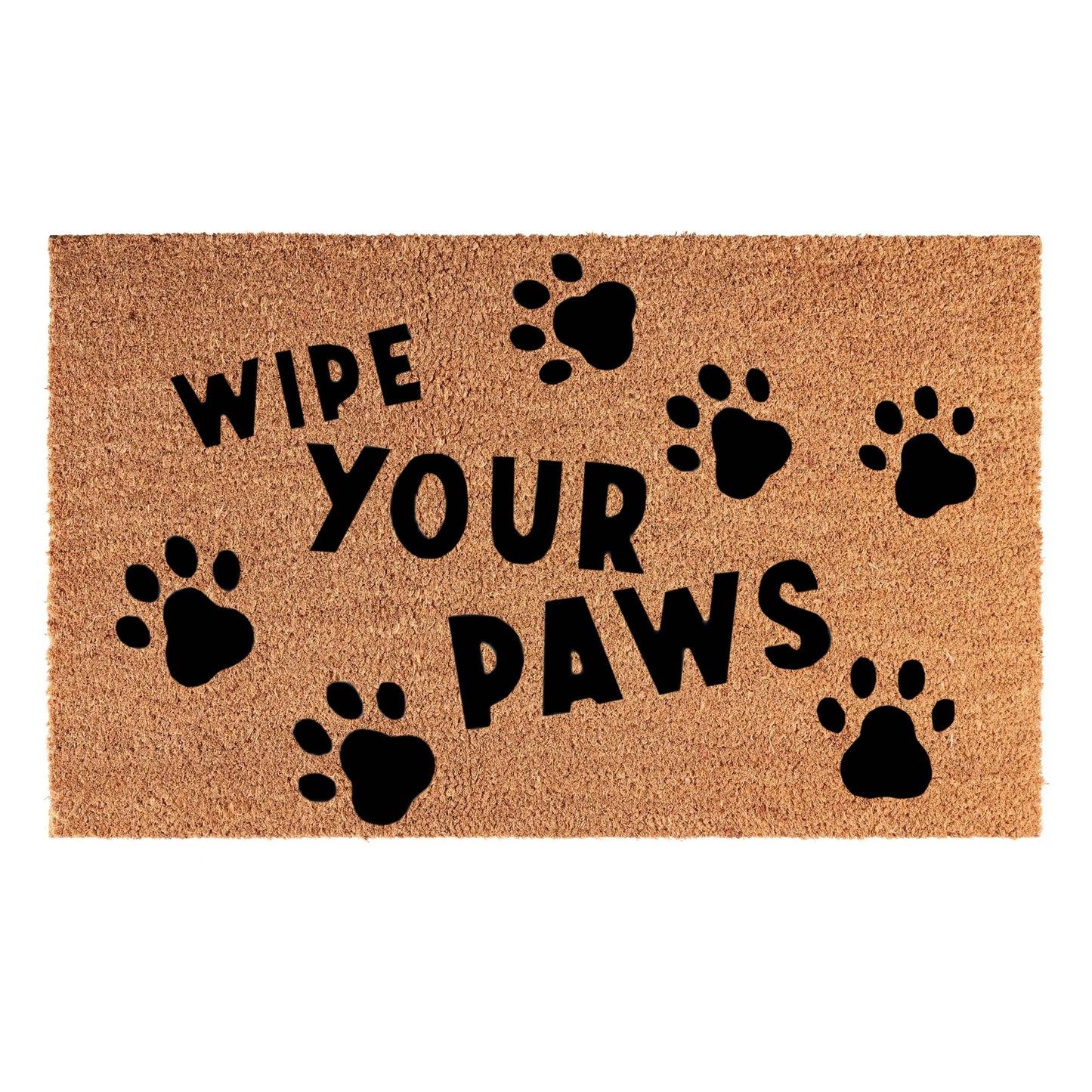 Doormat 60cm x 40cm - 'Wipe Your Paws' (D2) - Absorbent Coir Mat for Indoor/Outdoor-0