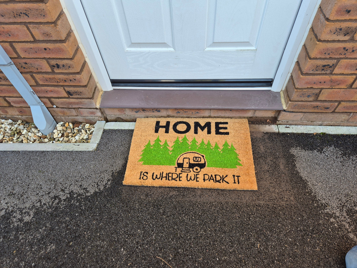 Doormat 60cm x 40cm - 'Home Is Where We Park It' - Absorbent Coir Mat for Indoor/Outdoor-1