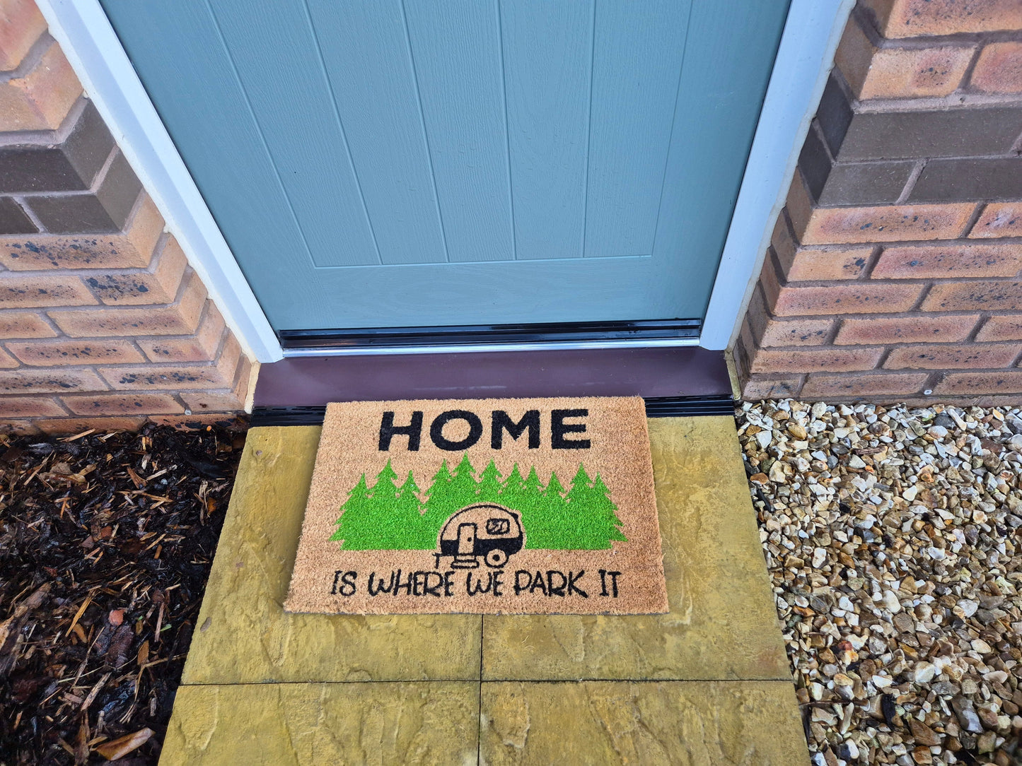 Doormat 60cm x 40cm - 'Home Is Where We Park It' - Absorbent Coir Mat for Indoor/Outdoor-3