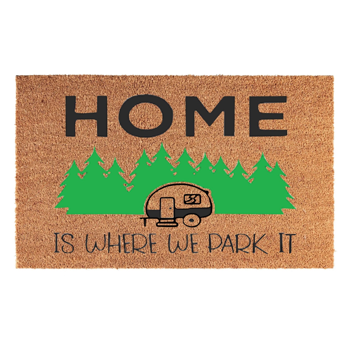 Doormat 60cm x 40cm - 'Home Is Where We Park It' - Absorbent Coir Mat for Indoor/Outdoor-0