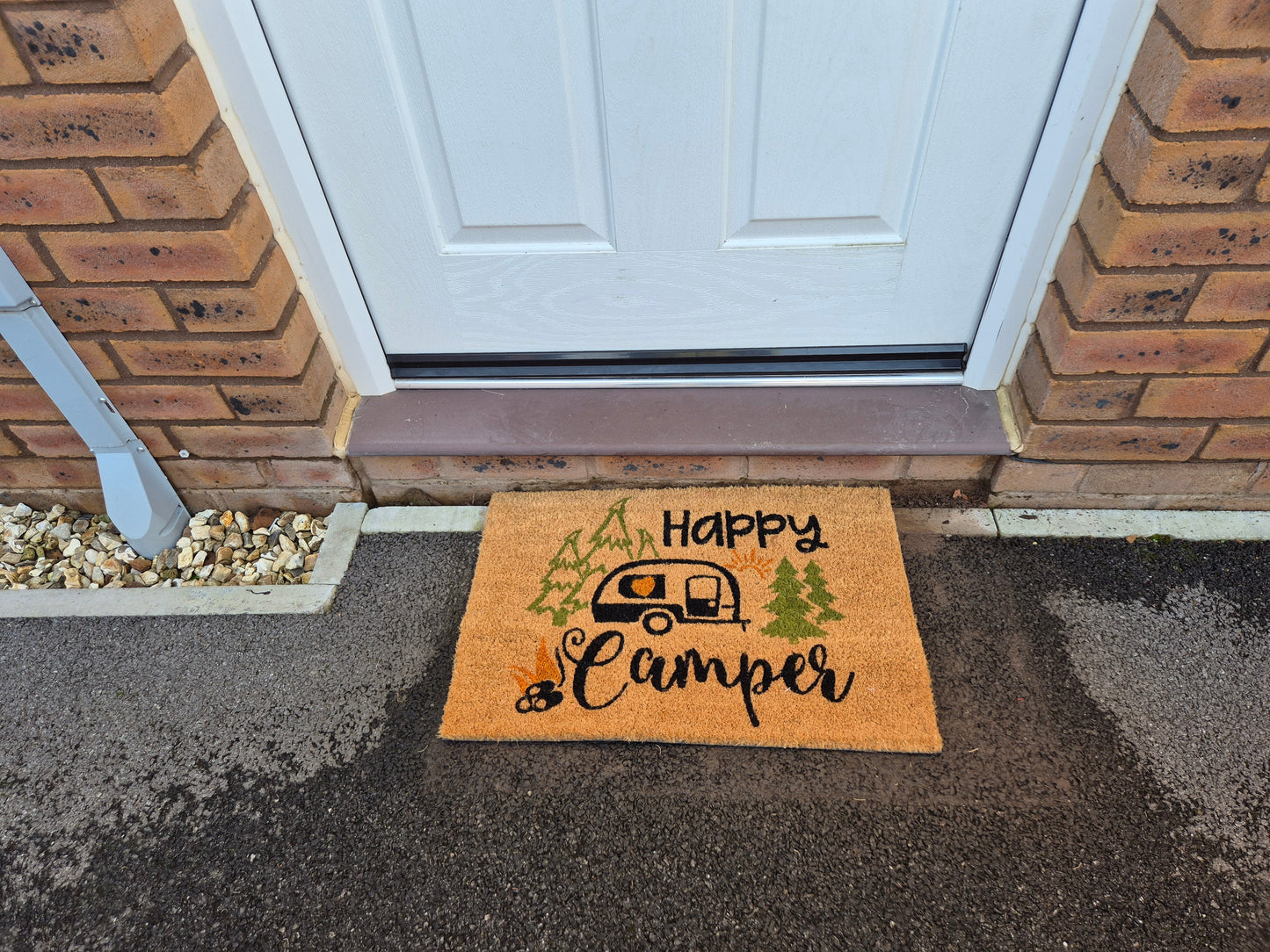 Doormat 60cm x 40cm - 'Happy Camper' - Absorbent Coir Mat for Indoor/Outdoor-2