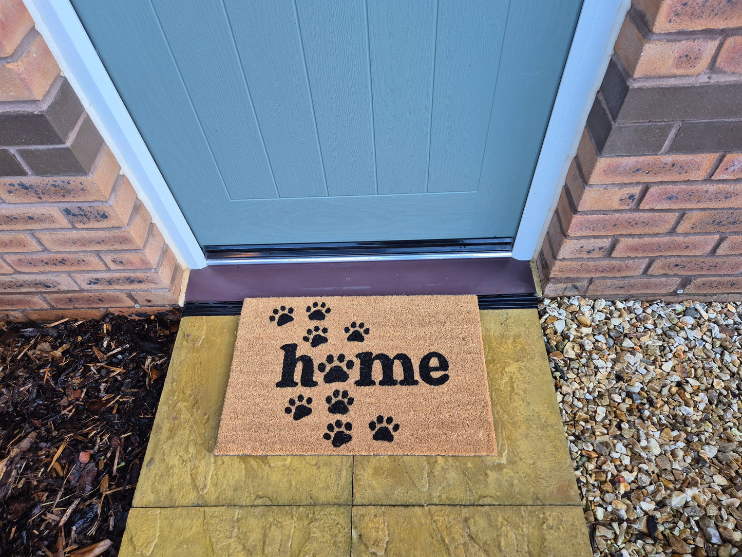 Doormat 60cm x 40cm - 'Home' (Paws) - Absorbent Coir Mat for Indoor/Outdoor-1