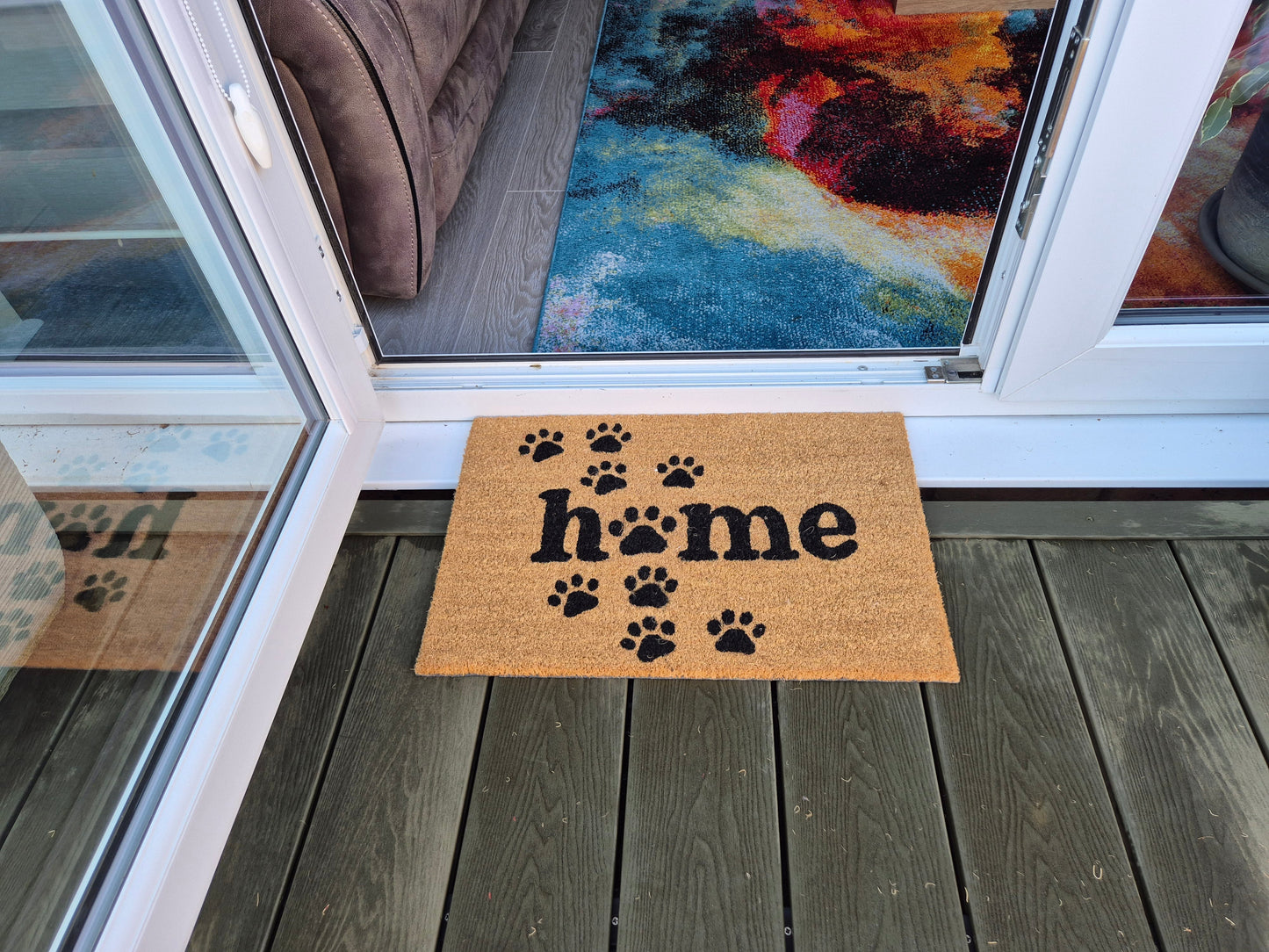 Doormat 60cm x 40cm - 'Home' (Paws) - Absorbent Coir Mat for Indoor/Outdoor-4