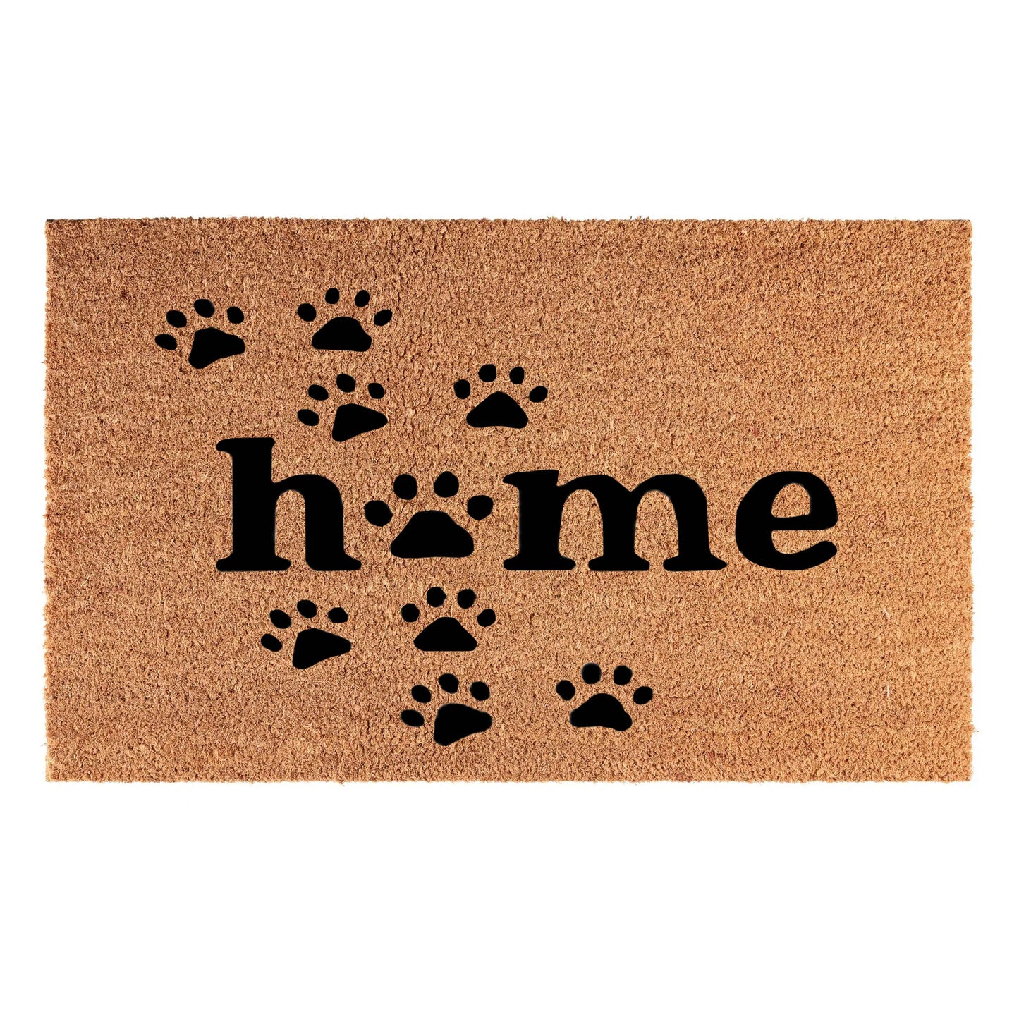 Doormat 60cm x 40cm - 'Home' (Paws) - Absorbent Coir Mat for Indoor/Outdoor-0