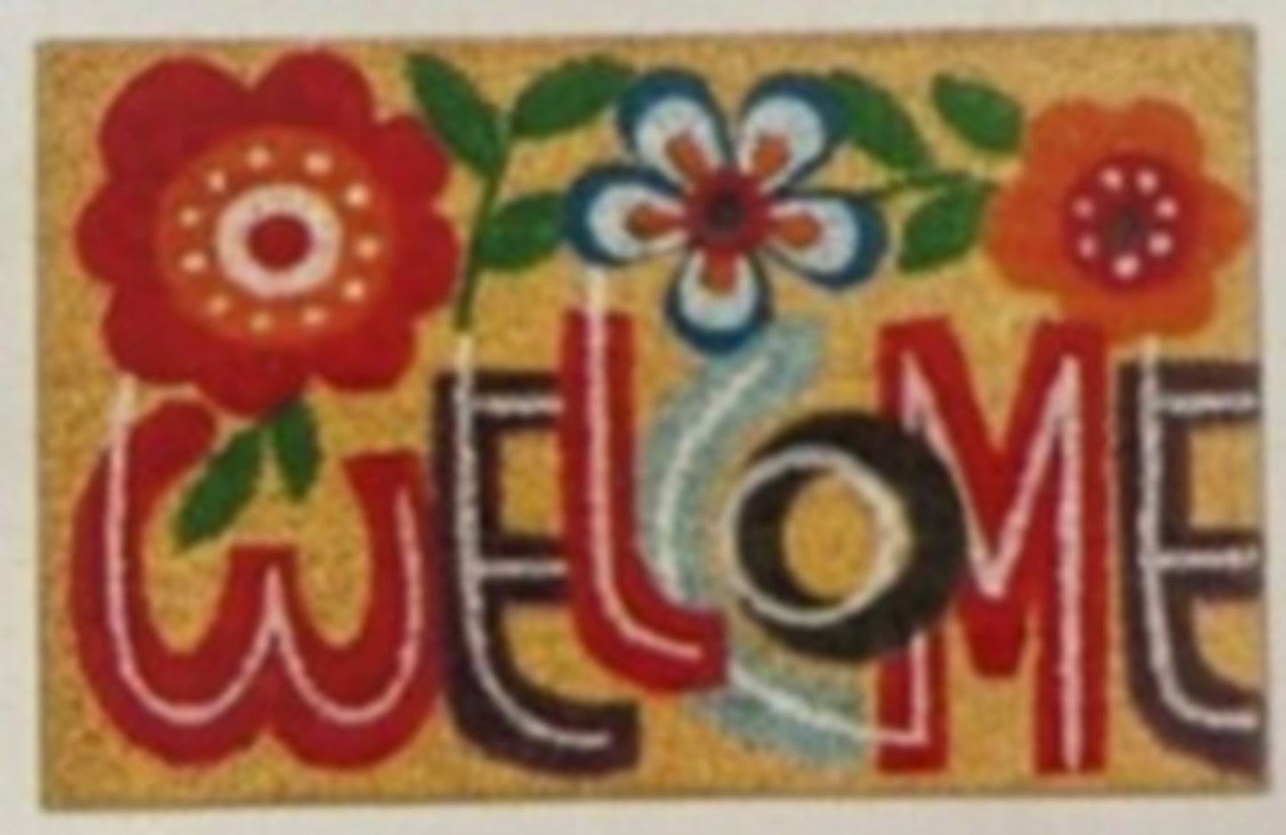 Doormat 60cm x 40cm - 'Welcome' (Flowers) - Absorbent Coir Mat for Indoor/Outdoor-3