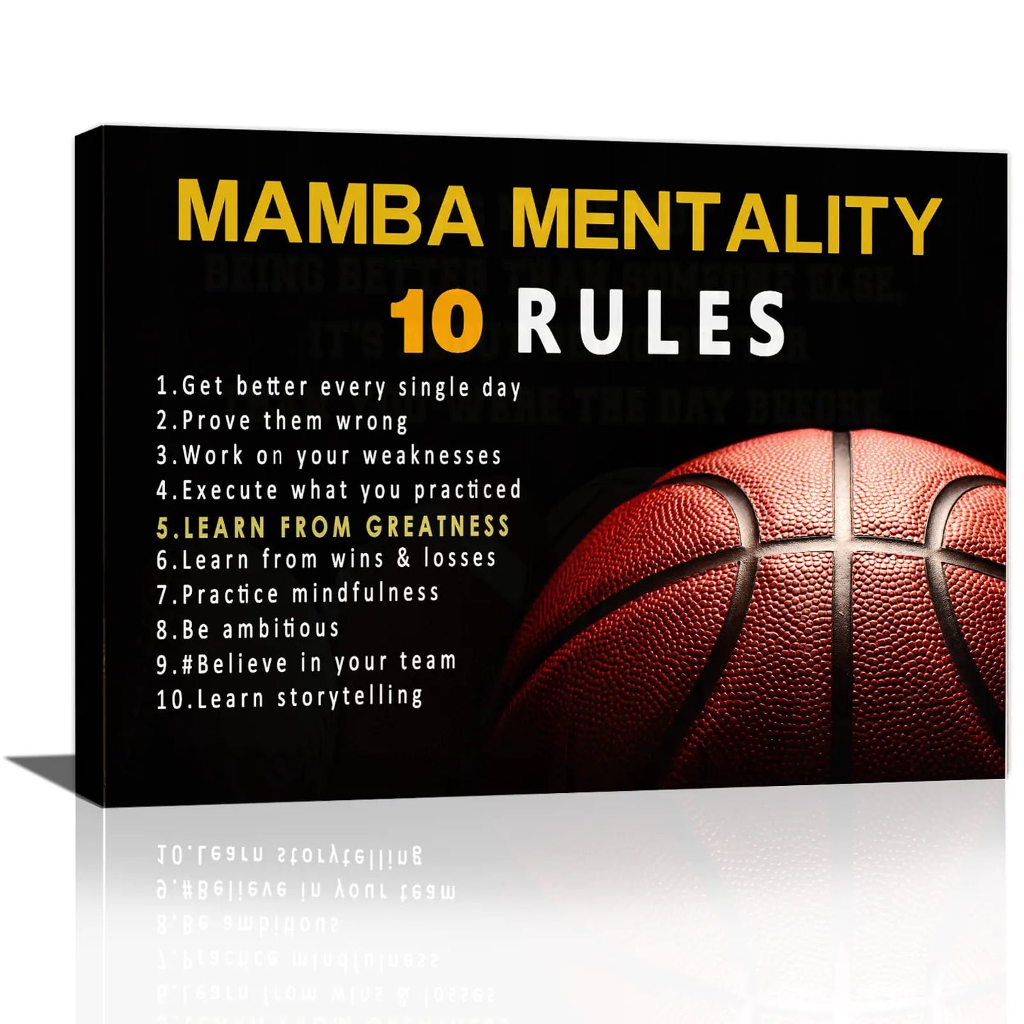 Mamba Mentality 10 Rules Basketball Inspirational Canvas Art