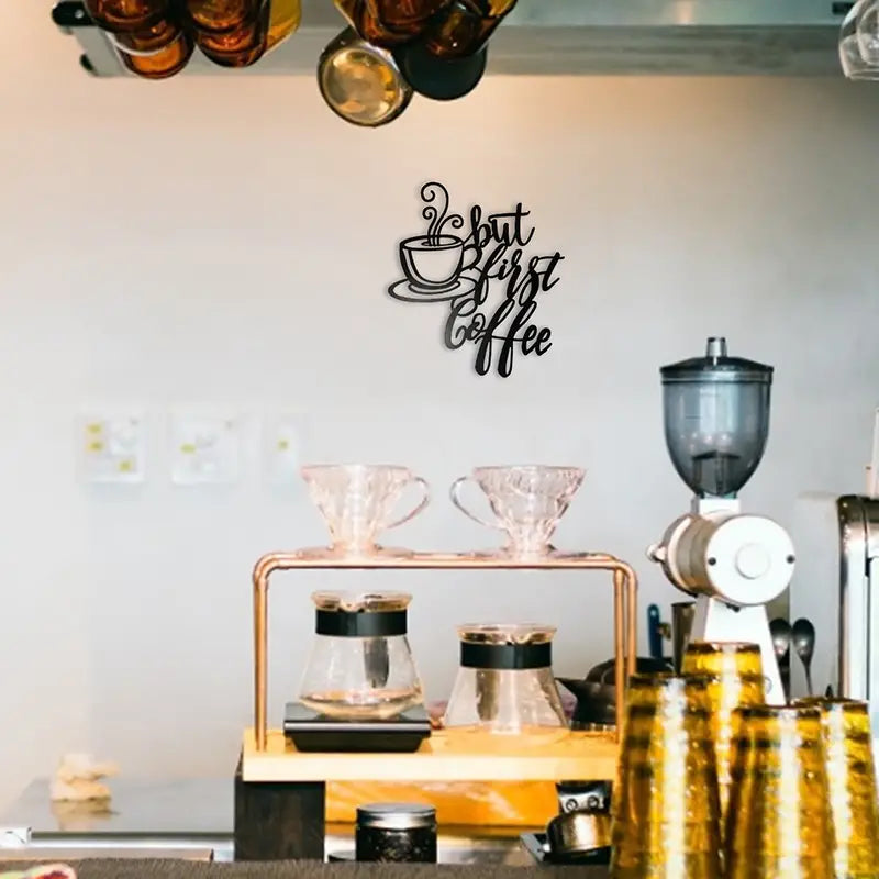 'But First Coffee' Morning Brew Metal Wall Art