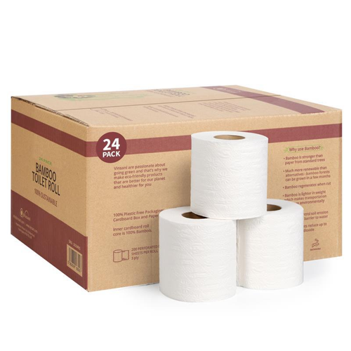 Bamboo Toilet Rolls - 3-Ply, Packs of 24 or 45