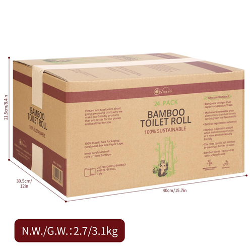 Bamboo Toilet Rolls - 3-Ply, Packs of 24 or 45