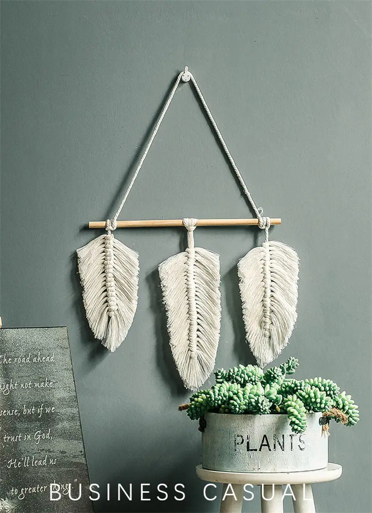 Bohemian Woven Leaf Wall Hanging for Bedroom Decor