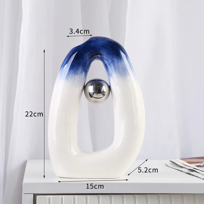 Decorative vase with measurements on a white background