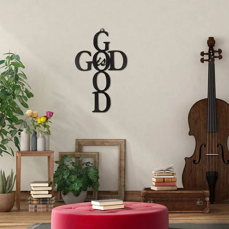 'God is Good' Faithful Cross Metal Art - Divine Reminder