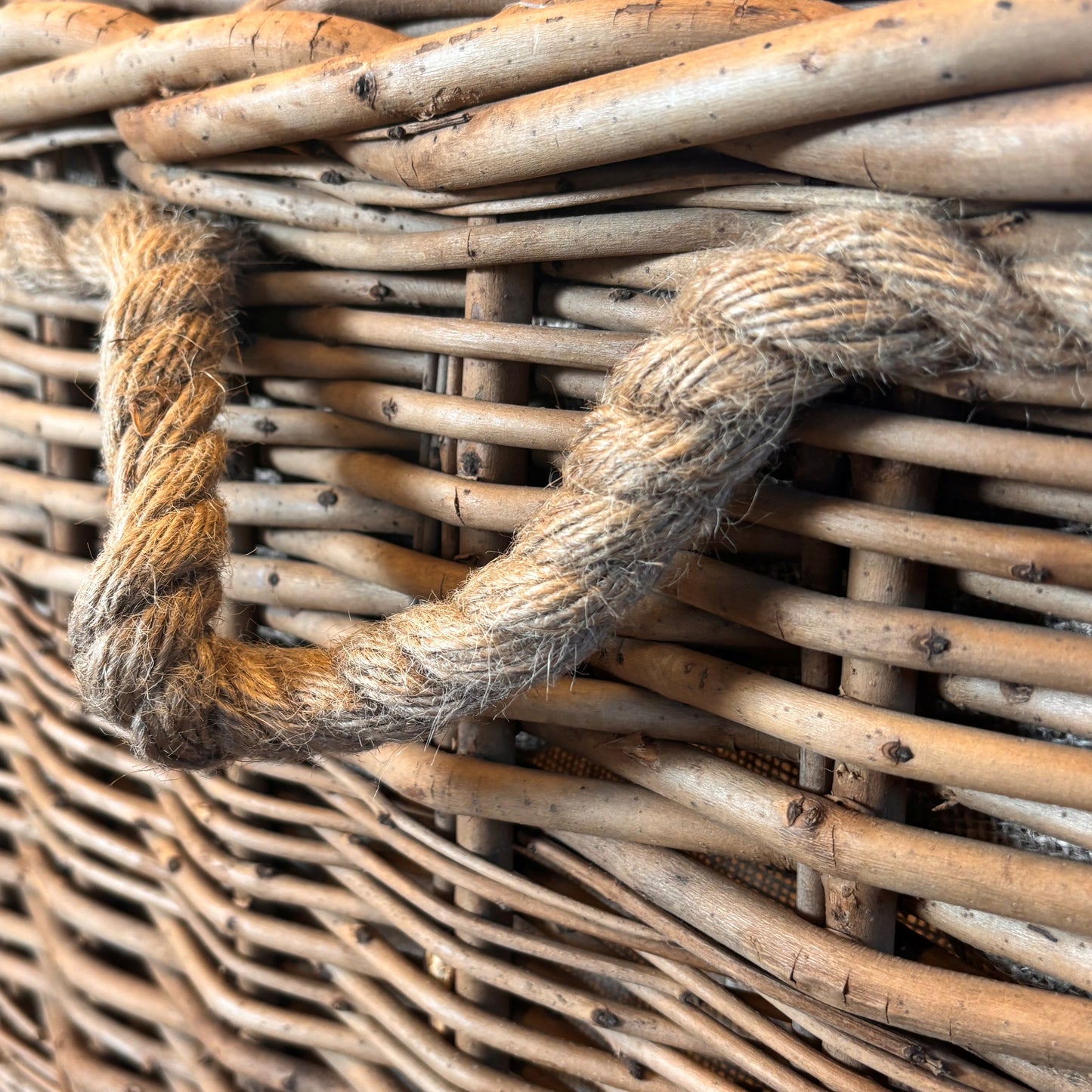 Square Hessian Lined Wheeled Log Basket-3