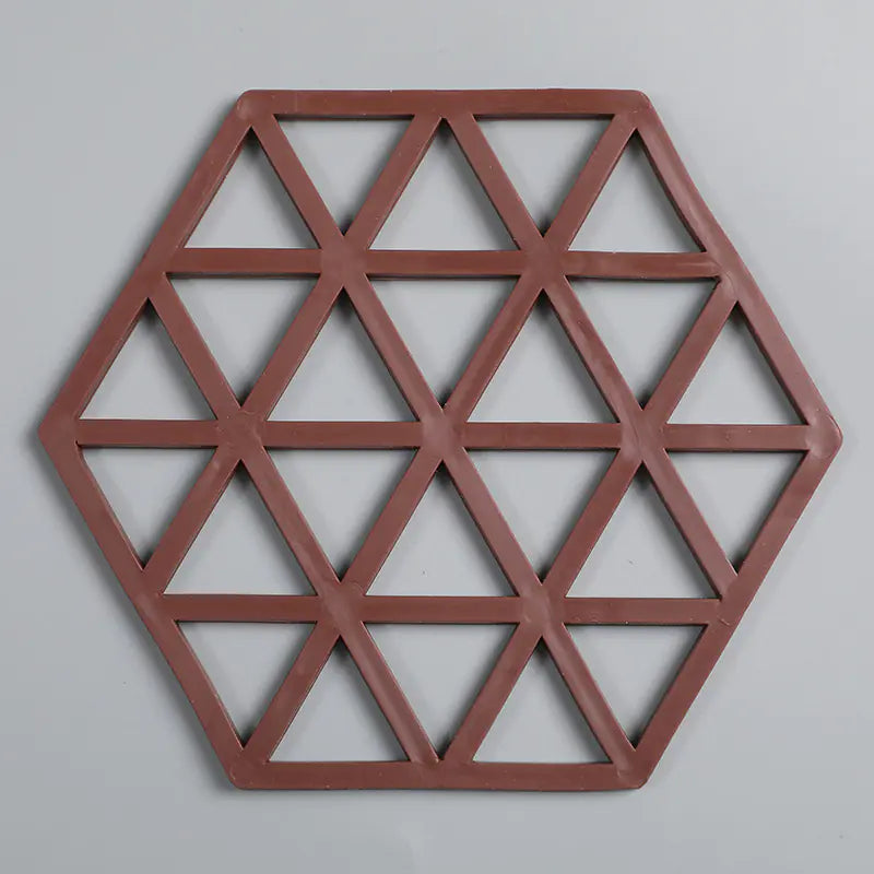 Geometric hexagonal metal grid on a gray background