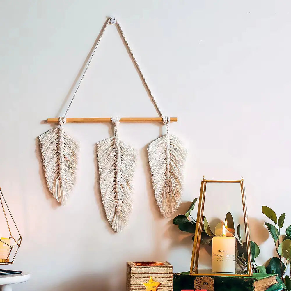 Bohemian Woven Leaf Wall Hanging for Bedroom Decor