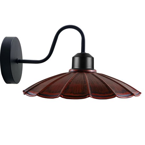Vintage Industrial Antique Brass Wall Sconces Metal Shade Indoor Light Fitting with Swan Neck and Umbrella Shade