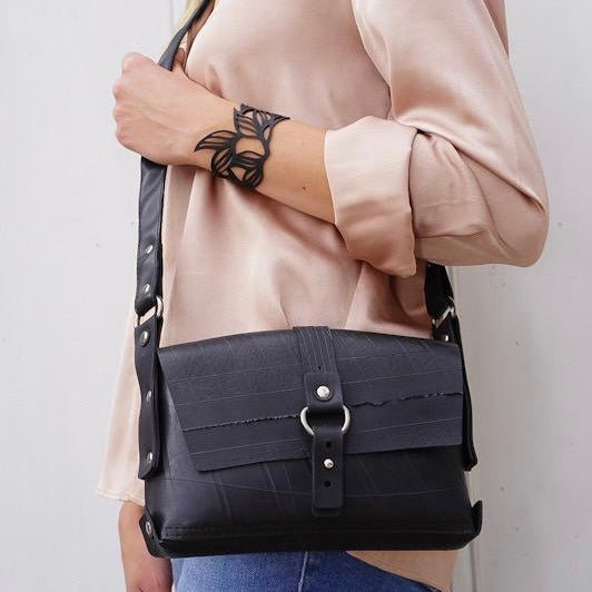 Paguro Upcycle Reina Black Vegan Handbag - Eco Friendly-4