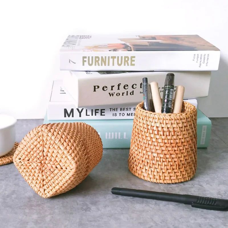 Handmade Rattan Storage Boxes for Cosmetics and Décor