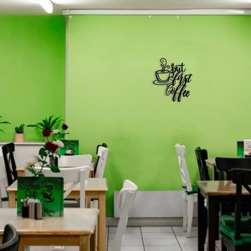 'But First Coffee' Morning Brew Metal Wall Art