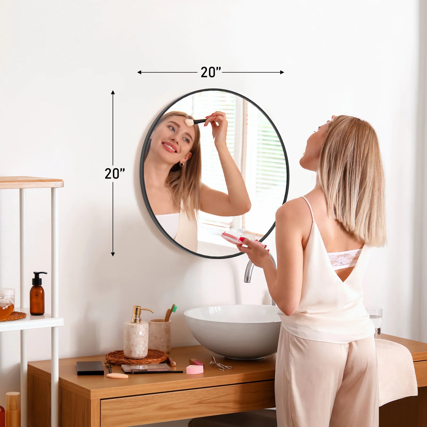 Black Round Reflection Mirror