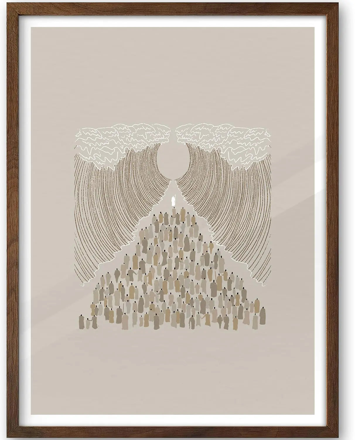 Moses Red Sea Modern Canvas Art 12x16 with Oak Frame