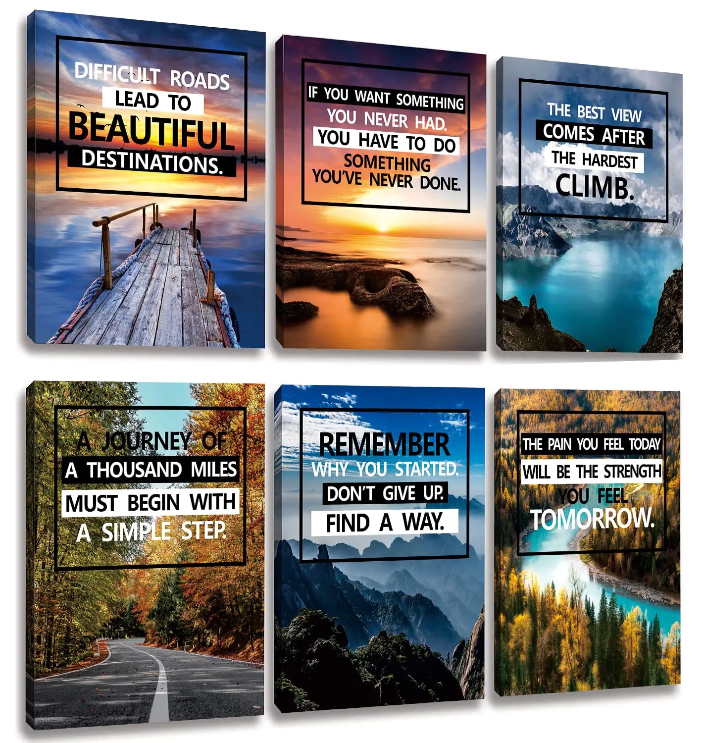 Motivational Framed Canvas Art 6-Pack