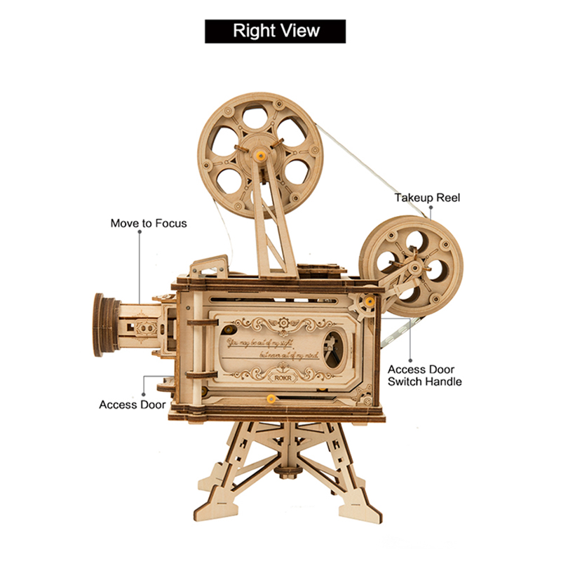 ROKR LK601 Vitascope Mechanical Movie Projector 3D Wooden Puzzle Gift
