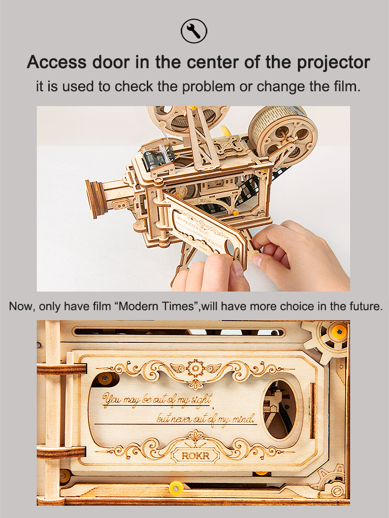 ROKR LK601 Vitascope Mechanical Movie Projector 3D Wooden Puzzle Gift