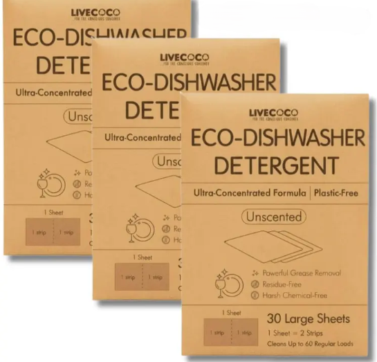 Eco-Dishwasher Detergent Sheets (Unscented)