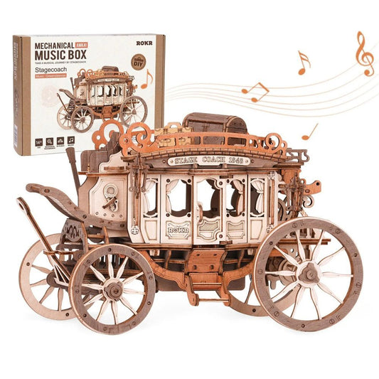 ROKR AMKA1 Stagecoach Music Box 3D Wooden Puzzle Gift Kit
