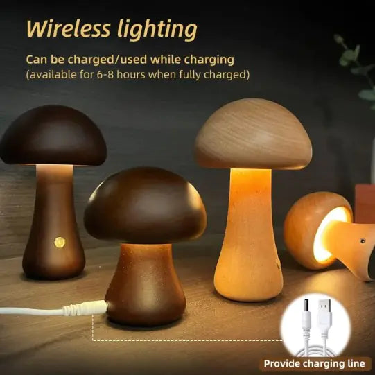 Whimsical Wood Mushroom Lamp